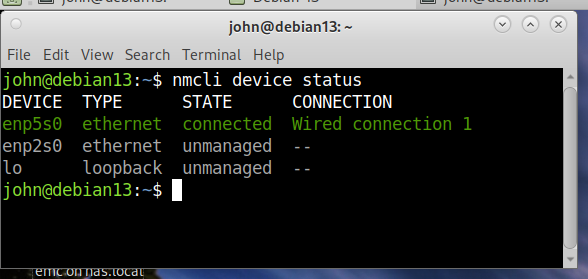 Debian 13 Ethernet 1