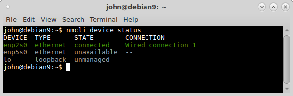 Debian 9 Ethernet 1