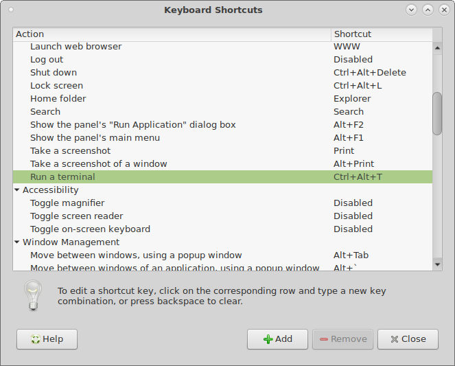 Debian 9 Terminal Shortcut